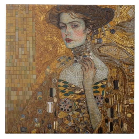 ゴールデンフェイズグスタフクリムトモザイクエドワーディアンウーマンC タイル (正面)