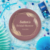 ゴールデンフェザーズオンマウヴブライダルシャワー ペーパープレート (パーティー)