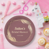 ゴールデンフェザーズオンマウヴブライダルシャワー ペーパープレート (パーティー)