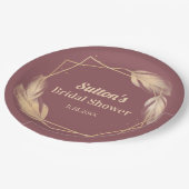 ゴールデンフェザーズオンマウヴブライダルシャワー ペーパープレート (アングル)