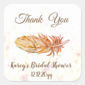 ゴールデンフェザーブライダルシャワースクエアステッカー スクエアシール (正面)