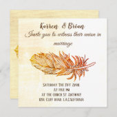 ゴールデンフェザー結婚式招待状 招待状 (正面/裏面)