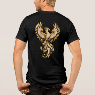 ゴールデンフェニックスアイボリーゴールド装飾バックプリント トライブレンドTシャツ