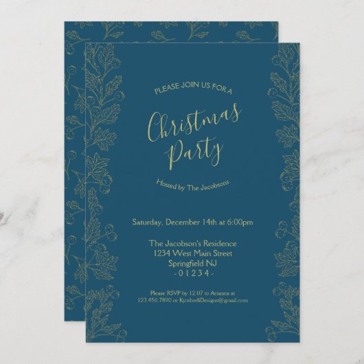 ゴールデンフォイルウィンターベリー 招待状 (正面/裏面)