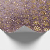 ゴールデンフォイルクラウン紙吹雪王室のパープルベルベット ラッピングペーパー (角)