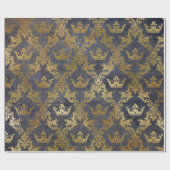 ゴールデンフォイルクラウン紙吹雪王室のパープルベルベット ラッピングペーパー (フラット)