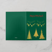 ゴールデンフォイルクリスマスツリーシンプルエレガントズ 箔グリーティングカード (外側レイダウン)
