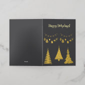 ゴールデンフォイルクリスマスツリーシンプルエレガントズ 箔グリーティングカード (外側レイダウン)