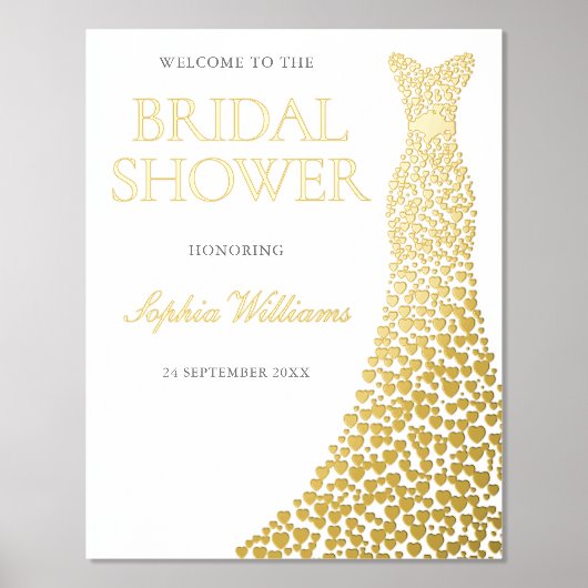 ゴールデンフォイルドレスブライダルシャワーラージウェルカムサイン 箔ポスター (正面)
