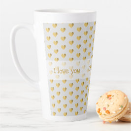 ゴールデンフォイルハートのモダングランジ - I love you カフェラテマグ