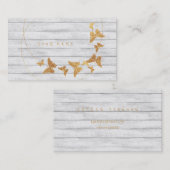 ゴールデンフォイルバタフライホワイトウッドサークルビップ 名刺 (正面/裏面)