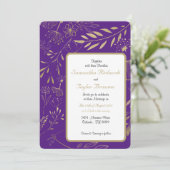 ゴールデンフォイルリーフフローラ結婚式招待状 (スタンド正面)