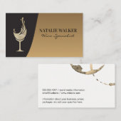 ゴールデンフォイルワイングラスのスプラッシュ | エレガント 名刺 (正面/裏面)