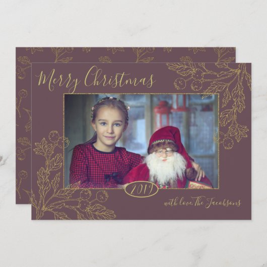 ゴールデンフォイル冬の果実の写真 招待状 (正面/裏面)