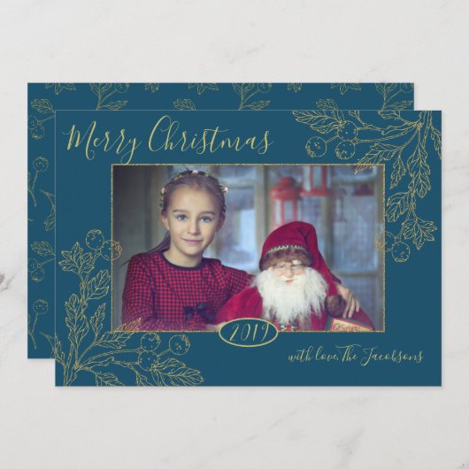 ゴールデンフォイル冬の果実の写真 招待状 (正面/裏面)