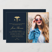 ゴールデンフォイル看護学校卒業式パーティー 招待状 (正面/裏面)