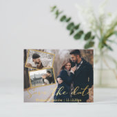 ゴールデンフォト結婚コラージュの日付を保存する 案内ポストカード (スタンド正面)