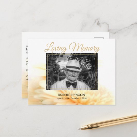 ゴールデンフォト葬儀記念サービス招待状 ポストカード (正面/裏面インサイチュ)