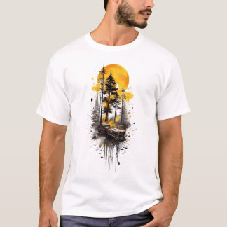 ゴールデンフォレストサンセット グラフィックTシャツ | 自然の美 Tシャツ