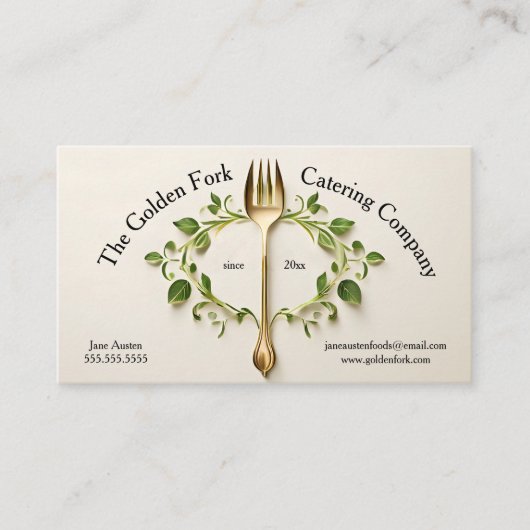 ゴールデンフォークとつる植物ケータリングフードサービス 名刺 (正面)