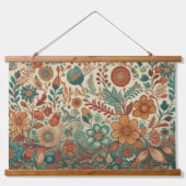 ゴールデンフォークアートタペストリーつるウォール 吊り下げ型タペストリー (正面)