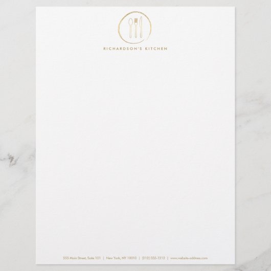 ゴールデンフォークスプーンナイフスケッチロゴケータリング レターヘッド (正面)