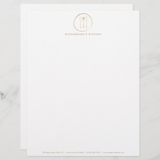 ゴールデンフォークスプーンナイフスケッチロゴケータリング レターヘッド (正面/裏面)