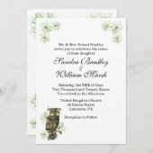 ゴールデンフクロウとグリーンフラワーズ結婚式招待状 招待状 (正面/裏面)