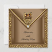 ゴールデンフクロムイメージエリートエレガントな誕生日パーティー 招待状 (正面)