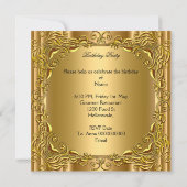 ゴールデンフクローエレガントエリート金ゴールド誕生日パーティー2 招待状 (裏面)