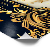 ゴールデンフラムとエレガント華美なウェディングシルエット ポスター (コーナー)