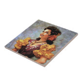 ゴールデンフラメンコ美しいメキシコのカレンダーの女の子 タイル (側面)