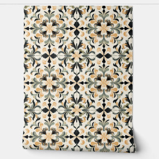 ゴールデンフラリッシュプティ – 金ゴールド、ブラック、セージ 壁紙