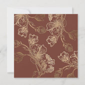 ゴールデンフラワーつる植物結婚ズメニュー 招待状 (裏面)