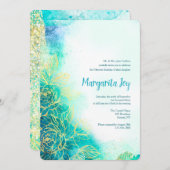 ゴールデンフラワーウォーターカラーティール招待状 招待状 (正面/裏面)