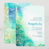 ゴールデンフラワーウォーターカラーテール招待状 招待状 (正面/裏面)