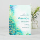 ゴールデンフラワーウォーターカラーテール招待状 招待状 (スタンド正面)
