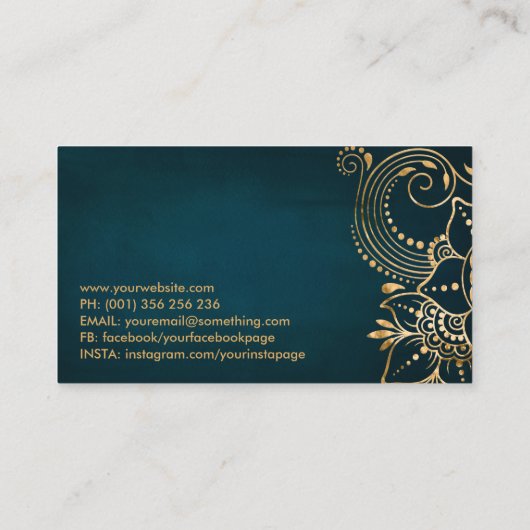 ゴールデンフラワーオブライフオーナメント 名刺 (裏面)