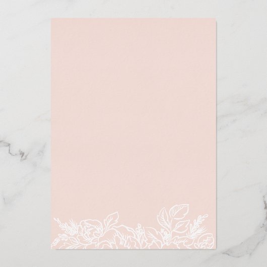 ゴールデンフラワーコーナーエレガントなウェディングデザイン赤面 箔招待状 (裏面)