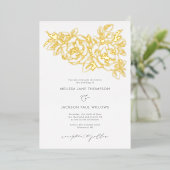 ゴールデンフラワーコーナーエレガントな結婚式デザイン 箔招待状 (立ち正面)