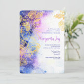 ゴールデンフラワーズウォーターカラーブルー 招待状 (スタンド正面)