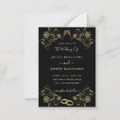 ゴールデンフラワーズラブ金ゴールドブラック結婚式招待状 ノートカード (正面)