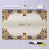 ゴールデンフラワーズレッドジェムストーンティッシュペーパー 薄葉紙 (クラフト)