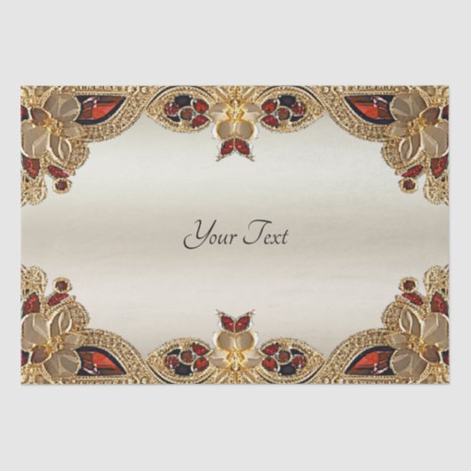 ゴールデンフラワーズレッドジェムストーンティッシュペーパー 薄葉紙 (正面)