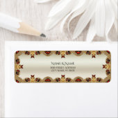 ゴールデンフラワーズレッドジェムストーン差出人住所ラベル ラベル (インサイチュ)