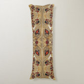 ゴールデンフラワーズレッドジェムストーン抱き枕 ボディピロー (正面縦)