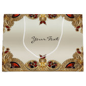 ゴールデンフラワーズレッドジェムストーン抱き枕 ラージペーパーバッグ (正面)