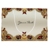 ゴールデンフラワーズレッドジェムストーン抱き枕 ラージペーパーバッグ (裏面)