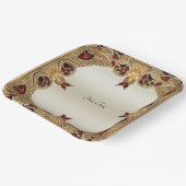 ゴールデンフラワーズレッドジェムストーン紙プレート ペーパープレート (傾斜あり)