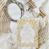 ゴールデンフラワーズヴィンテージエレガネモノグラム結婚ズ 招待状